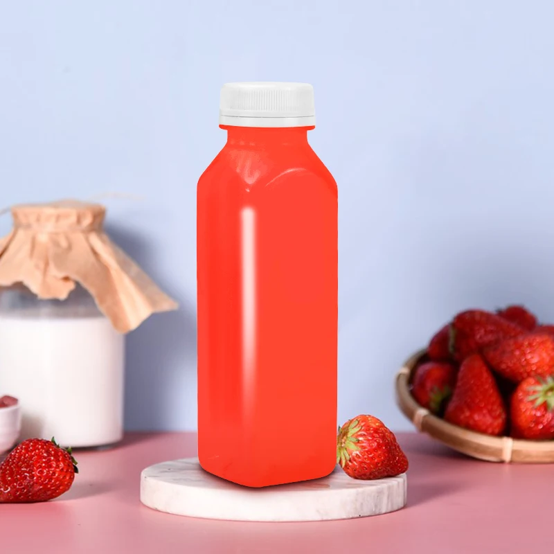 Wholesale Custom Empty PET Square Plastic Juce Bottle 500ml 350ml Clear Plastic Juice Bottles for Beverage Packaging