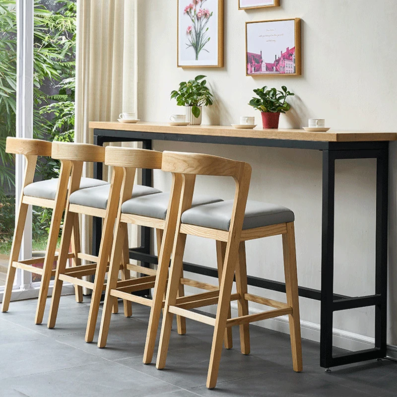 American Bar Chair Solid Wood Simple Retro High Seat Chair Designer Restaurant Pub High Dining Stool