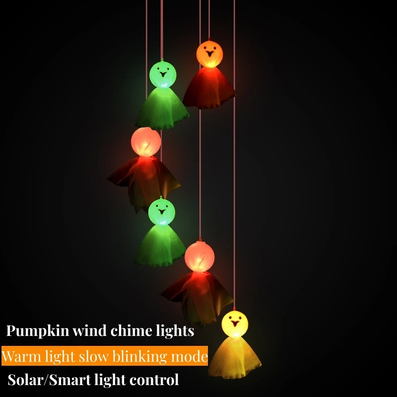 Stock Decoration Halloween 6 LED Solar Power String Lighting Halloween Decorations Outdoor Holiday Pumpkin Bat Skull Lights