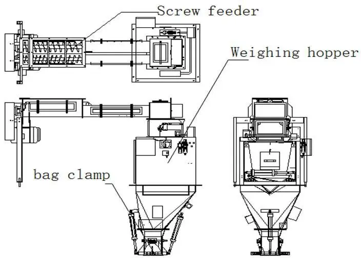 
25kg bag filling machines equipment with conveyor and sewing machine for baking food ingredients 