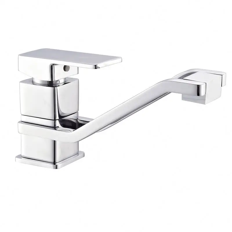 Single Handle Square Kitchen Sink Faucet With Swivel Spout 360 Degree Turning Aerator