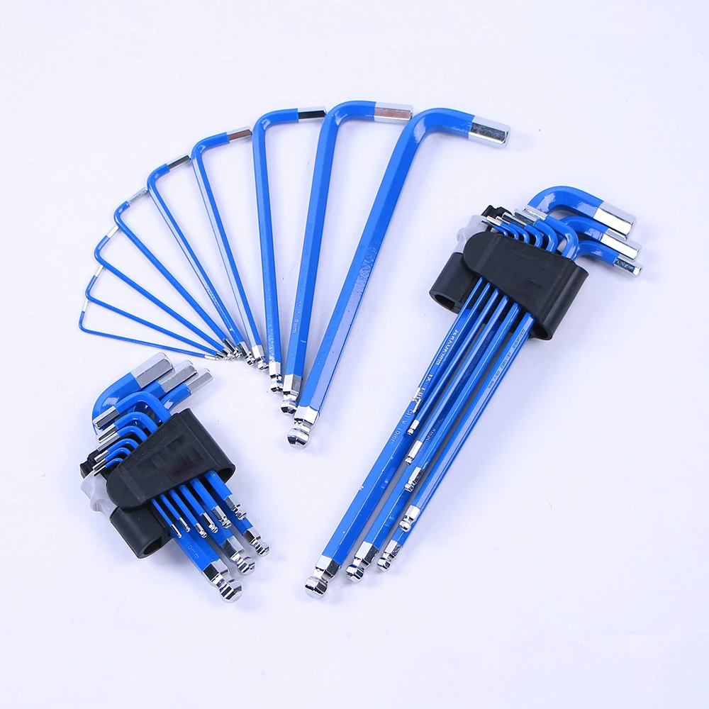 9 PCS Piece Colour Colored Colourful Multicolor Metric SAE Extra Long Short Arm Ball Point Torx Star Allen Hex Key Wrench Set