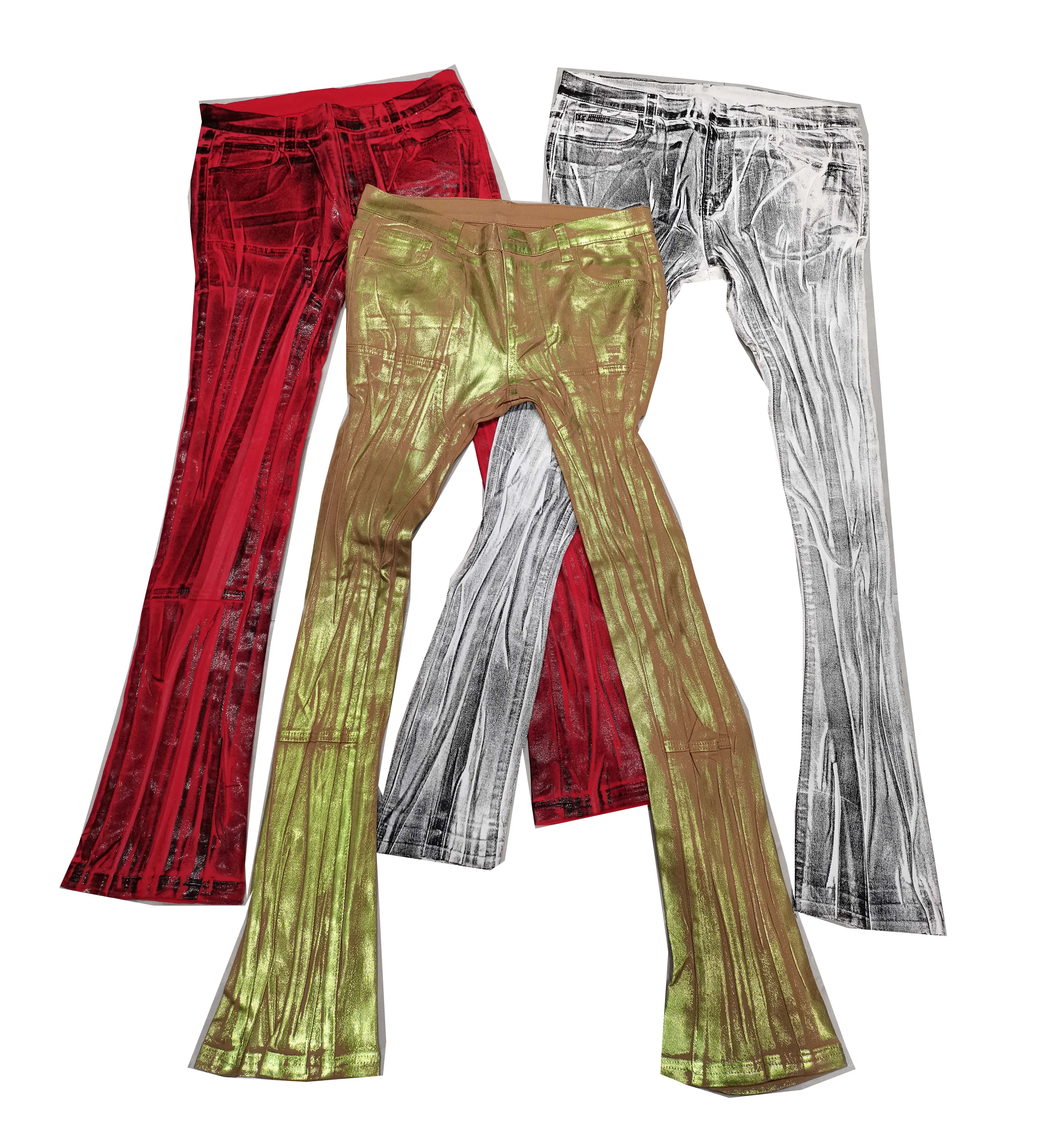 Custom crumpled hand wax luxury denim jeans men