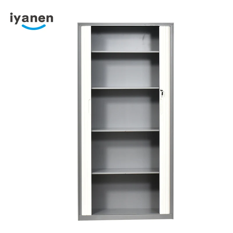 IYANEN Modern adjustable 5 shelf grey beige ABS roller shutter door storage display steel filing cabinet