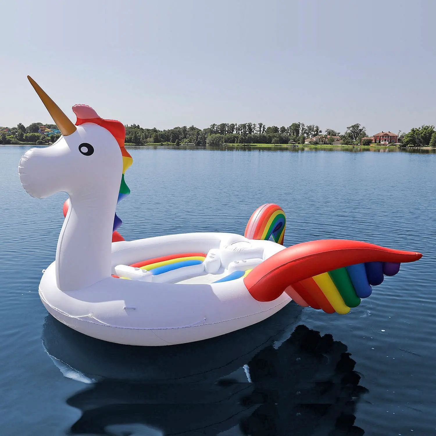 inflatable pool float large Unicorn Party Island for 6 person