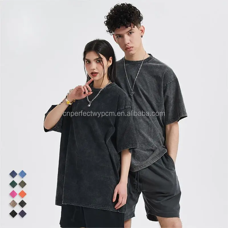 Dropshipping Oversized Custom Graphic t shirts DTG Printed custom t shirt printing Vintage Washed Heavyweight Cotton Plain Men T