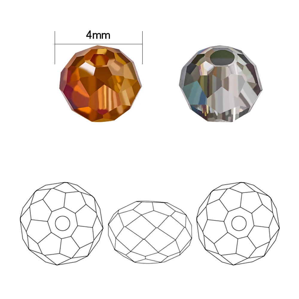 4MM Faceted Glass Rondelle Beads For Jewelry Making Adults Bulk Crystal Lampwork Beading Charm Bracelet DIY Crafts 130pcs/strand