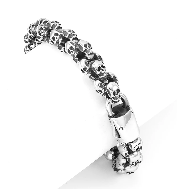 2022 Bulk Wholesale China Manufacturer Vendor Stainless Steel Skull Bead Men Bracelet