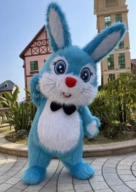 Inflatable Rabbit Mascot Costume Adult Easter Bunny Hare Cosplay Kits Entertainment Carnival Full Body Suit