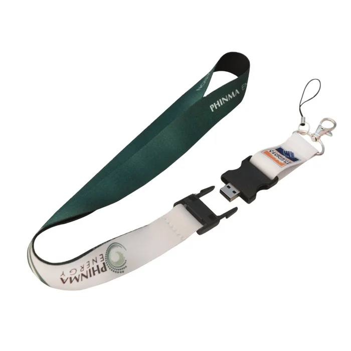 Manufacturer Business Gift Thermal Transfer Printed Memory USB Neck Straps Flash Drive USB Lanyard With Custom Logo