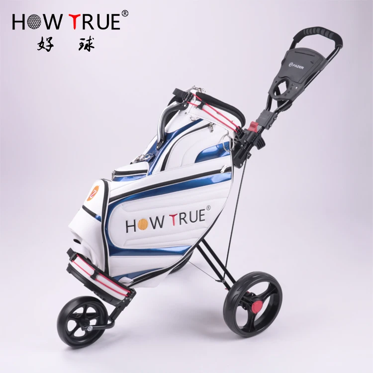 Factory Wholesale Golf 3 Wheels Push Cart Foldable