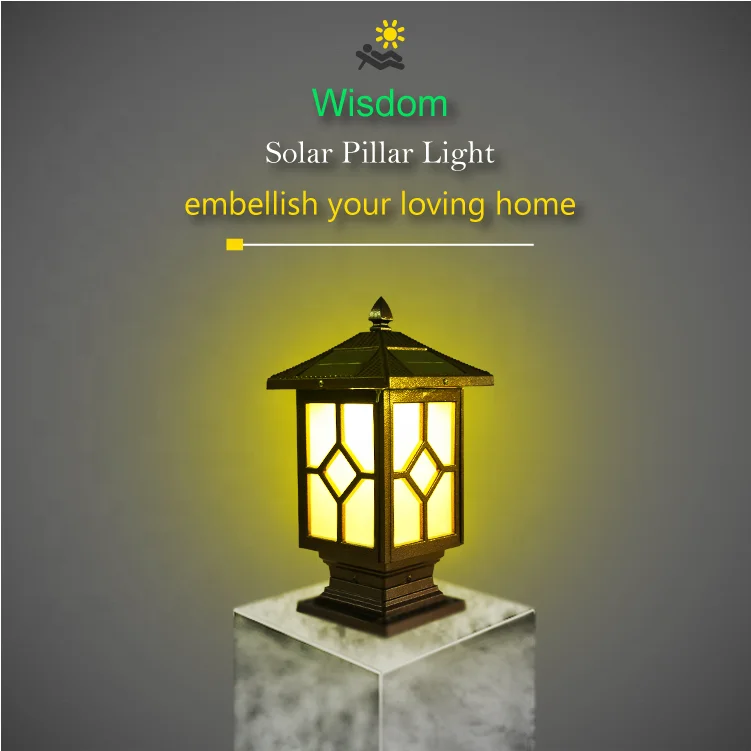 
China Manufacturer integrated solar fence gate light tradition garden lawn lamp for energy saving 