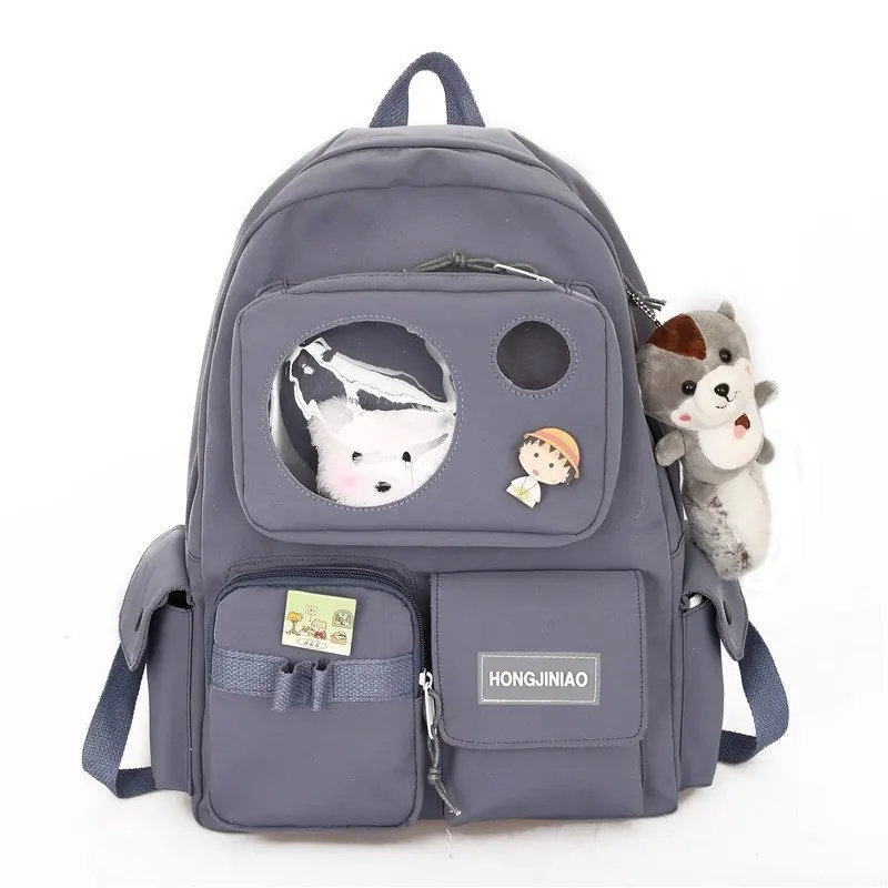 Sandro Grey Women Fashion Korea Style Cute Backpack School bags for Girls