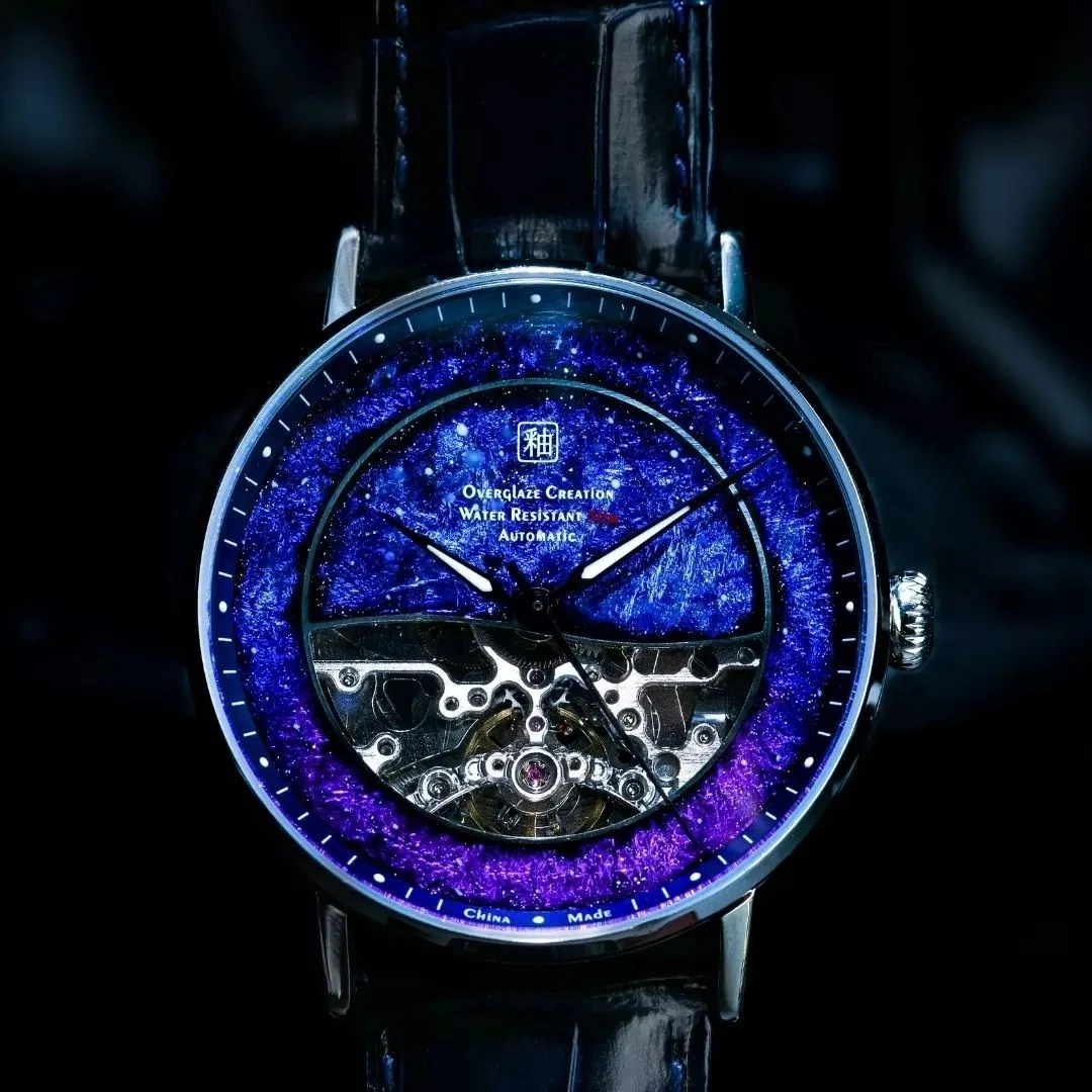 Chinese style watch Original Brand Starry Night Hollow Enamel Mechanical Watch Available in Two Colors