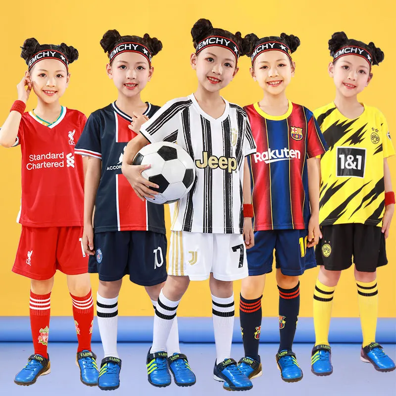 
2021 Colorful Football Jersey Children Soccer Clothes Set Boys Girls Kids Summer Training Uniforms Set 