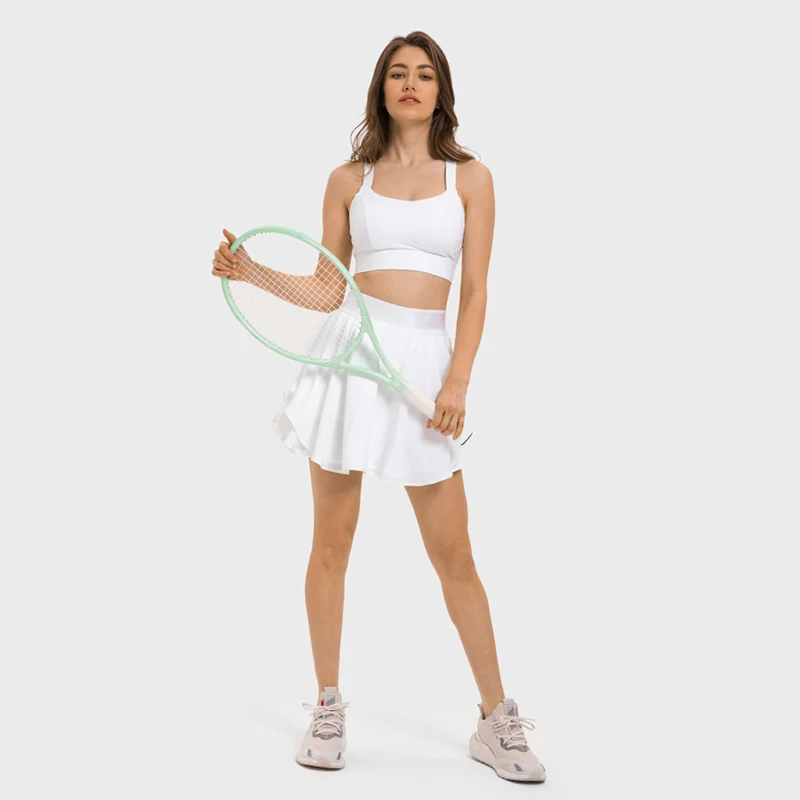 Custom Womens Pleated Golf Skorts High Waisted with Pockets Inner Shorts Athletic for Workout Sports Tennis Skirt 2 Piece Set