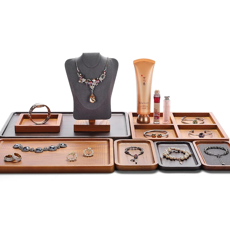 Digu solid wood jewelry display tray Ring necklace bracelet jewelry pallets watch tray jade articles storage tray