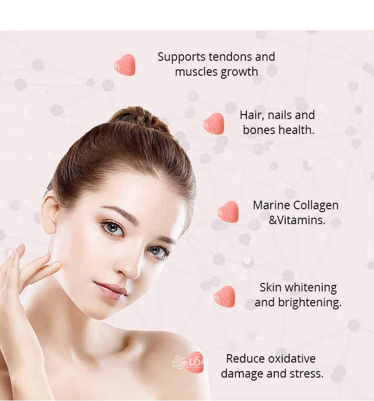 Hot-Selling Private Brand Anti-Aging Brightening Skin Gummy l-glutathione Collagen Gummies