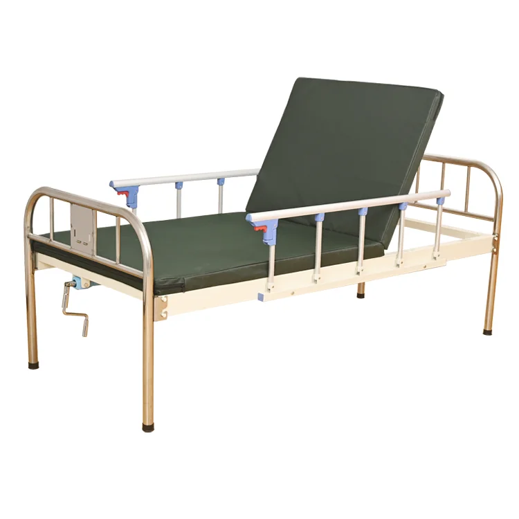Economic Adjustable Medical Manual Hospital Bed Single Function Stainless Steel Furniture with Mattress at a Competitive Price