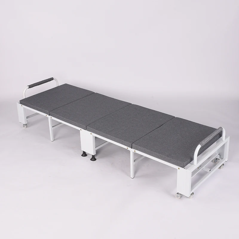 Source Factory popular Four-Fold Portable Movable foldable metal Single Soft bed Spare bed with 70cm width for office school