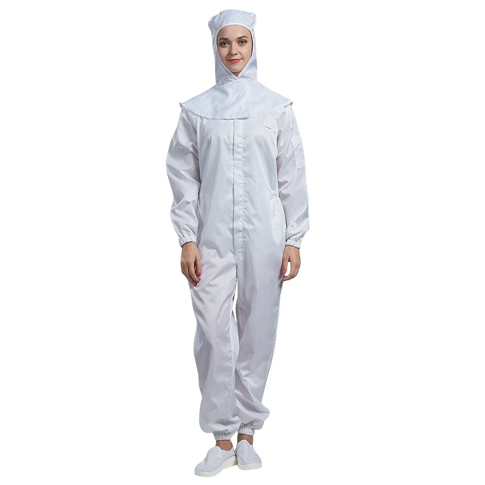 Hanyang factory Hot Selling Grid Industrial Cleanroom ESD Coverall  Antistatic bunnysuit for workshop