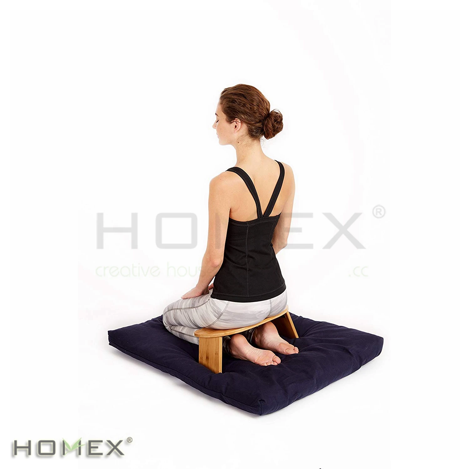 Homex Amazon Top Seller Bamboo Yoga Meditation Stool Bench Seiza Bench with Foldable Legs