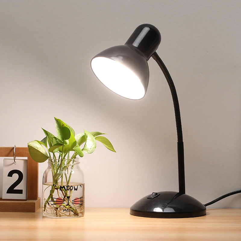 Upgraded simple E27 Metal fashionable learning Adjustable GooseNeck table lamp for Bedroom Study Room and Office