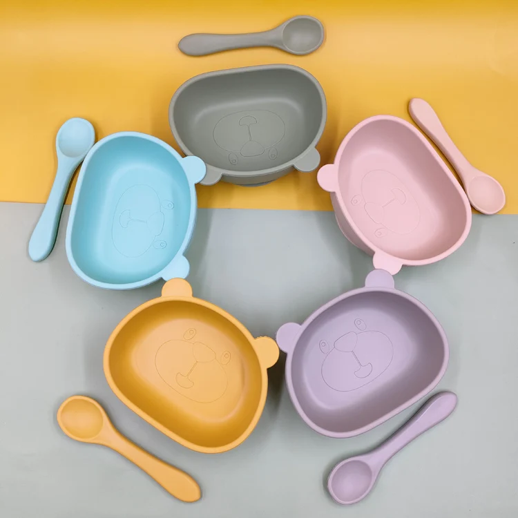 2022 новый дизайн, детская силиконовая чаша на присоске, без БФА, детская тренировочная чаша для ложек