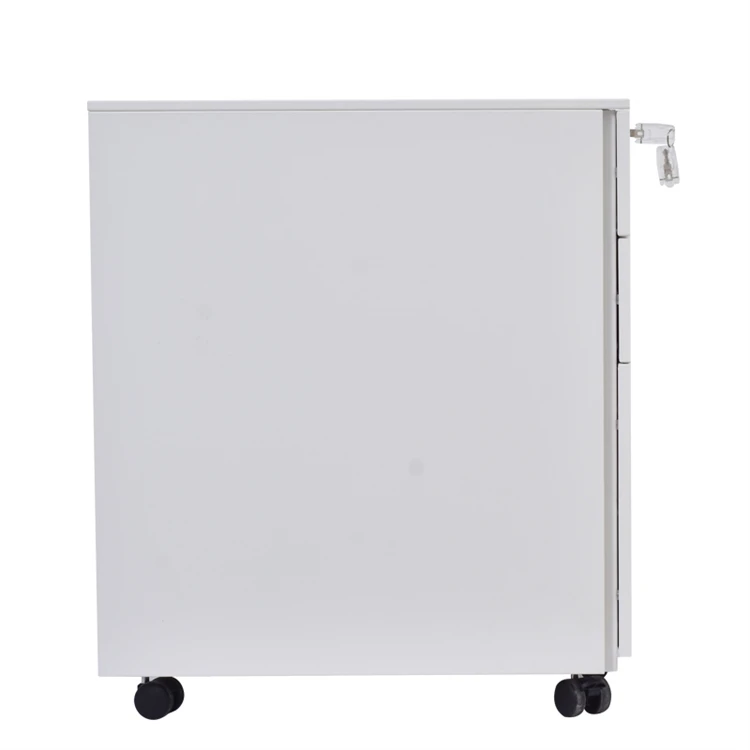 Customized Office Wheels Movable Key Lock Cabinet High Quality 3 Drawers Steel Office Metal File Storage Mobile Pedestal Cabinet