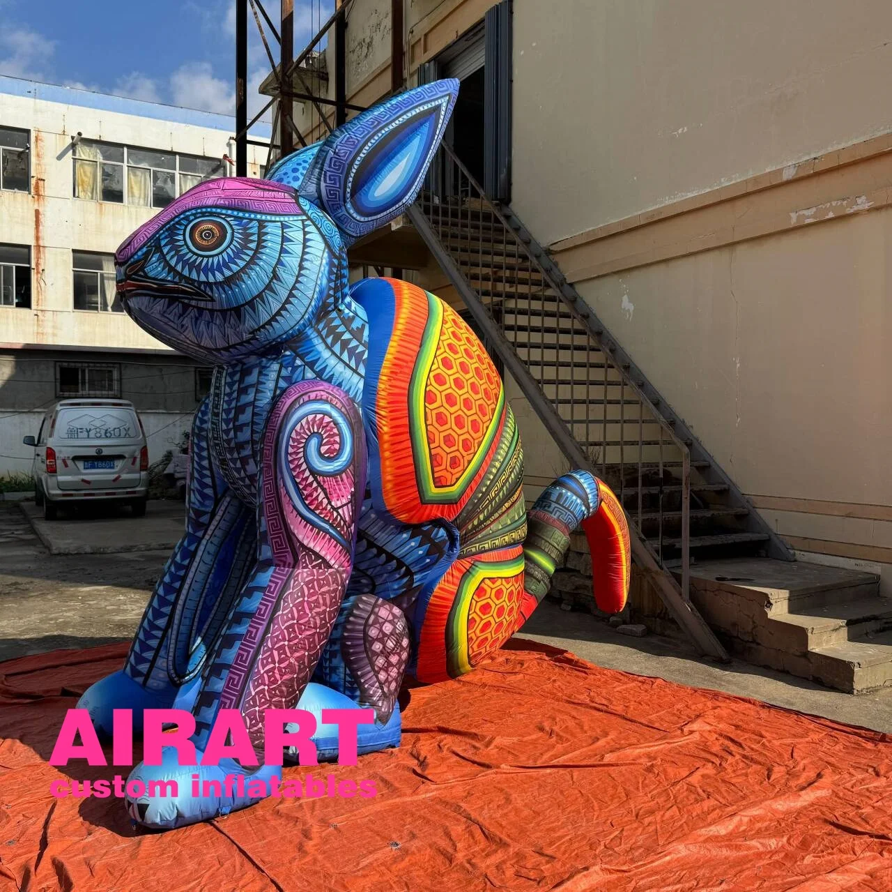 custom made inflatable blue rabbit for Shopping Mall Decoration