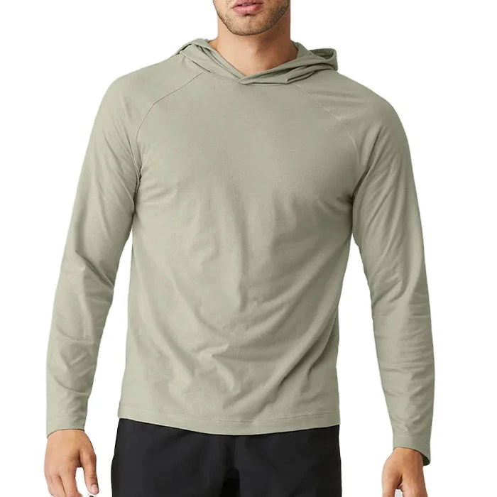 ZM-1335 Athletic Top Muscle Long Sleeve Lightweight Hoodie Men Workout Gym Apparel Custom