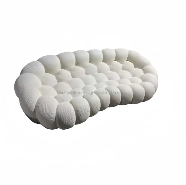 Luxury Customized French Bubble Fabric Sofa Set Modular Tufted Reclining Leisure Furniture Hotel Living Room Private Residence