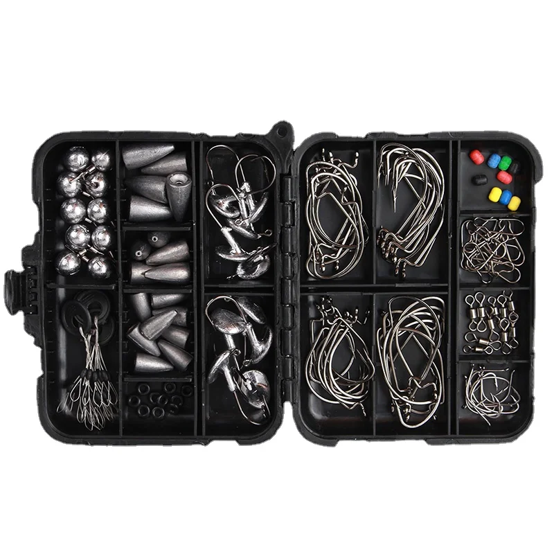 132 шт мульти-варианты мяч ходовой грузила Вертлюги бусы Крючки набор для рыбалки