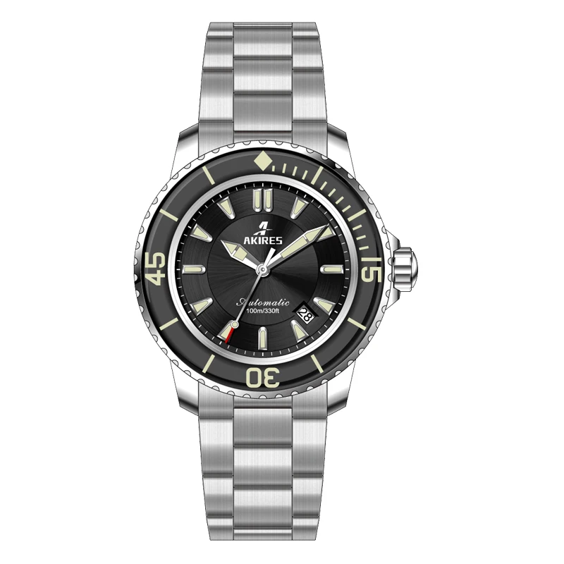 AKIRES brand dive watch 200 m waterproof manufacturer dome glass nh 35 movement automatic mechanical watch for men