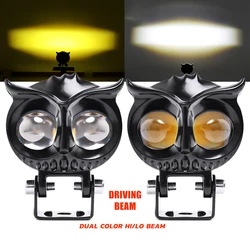 OWL 2.8' inch 12v 24v 3000LM High low beam Spot auxiliary fog light Dual Color yellow ATV UTV Mini motorcycle Led work light