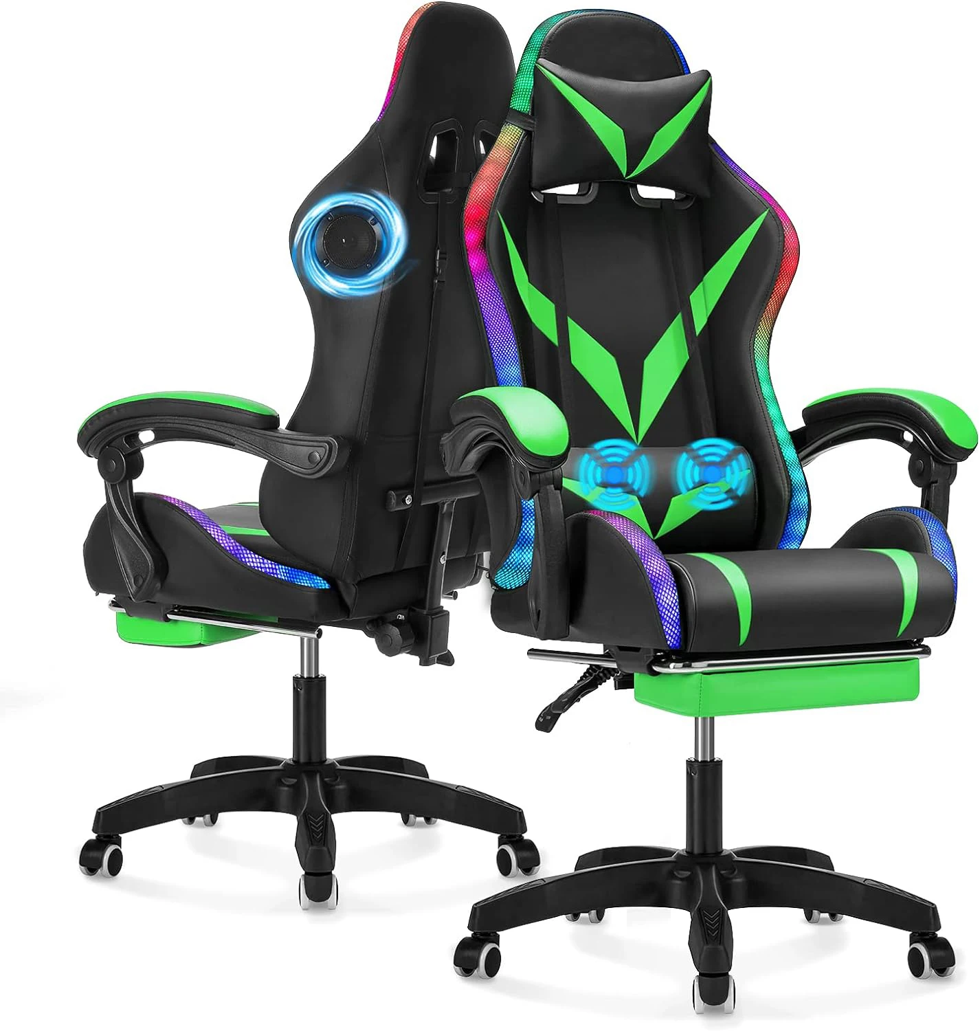 Высококачественные Светодиодные Красочные огни Silla Gamer Full Massage Pro, игровое кресло, игровое кресло с подставкой для ног