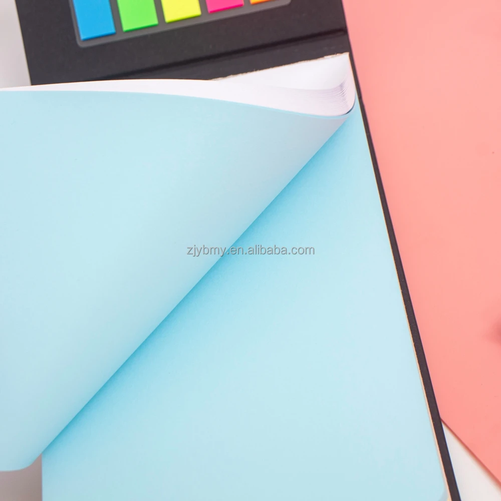 Factory Direct Cheap Customized Size Black Leather Blank Sheets Notepad With Colorful Stick