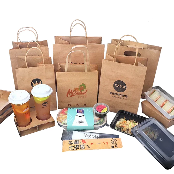 Cheap Custom Printed Logo Size cardboard Food packaging white brown Kraft Gift Craft Shopping Paper Bag