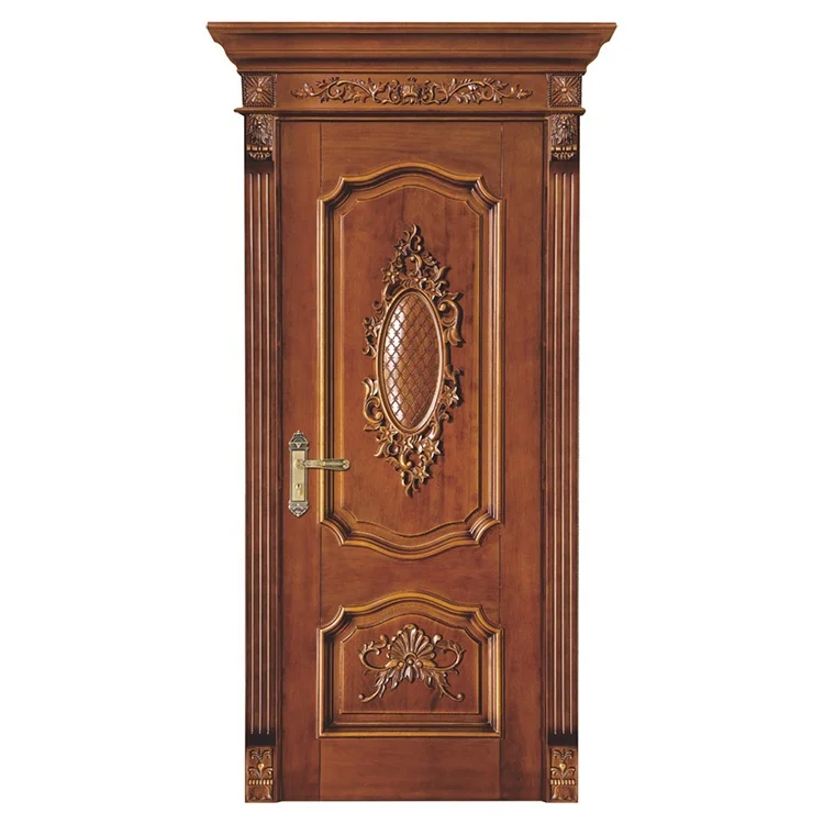 The latest design wooden modern swing interior solid wood door residential interior room safety villa steel door