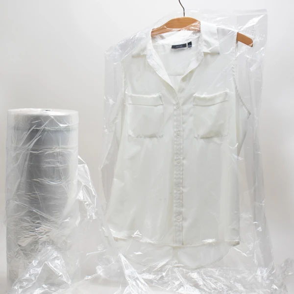 Custom LDPE Plastic Reusable clear White Cloth Dust Suit Packaging Bags Plastic Dry Cleaning Garment Cover Garment Bag on Roll