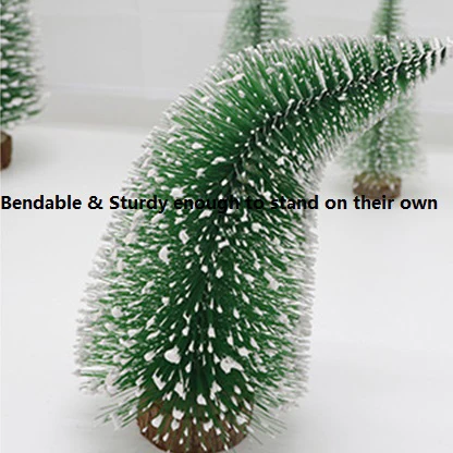 Wholesale Mini Christmas tree bottle brush Christmas tree with heavy wood base
