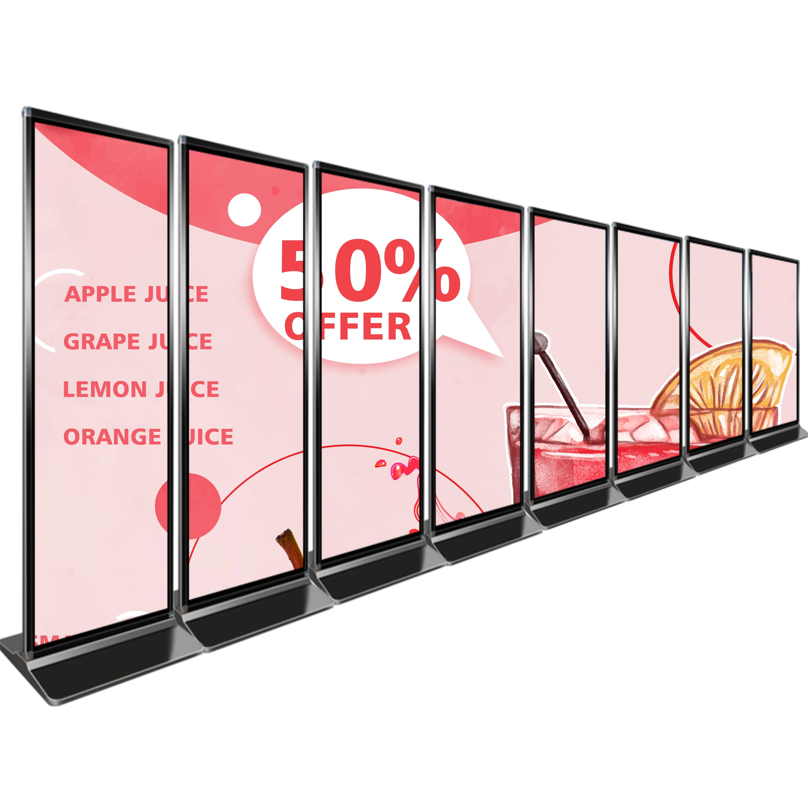 75 inch full screen touch screen kiosk 4k indoor Floor standing vertical advertising poster display screen lcd digital signage