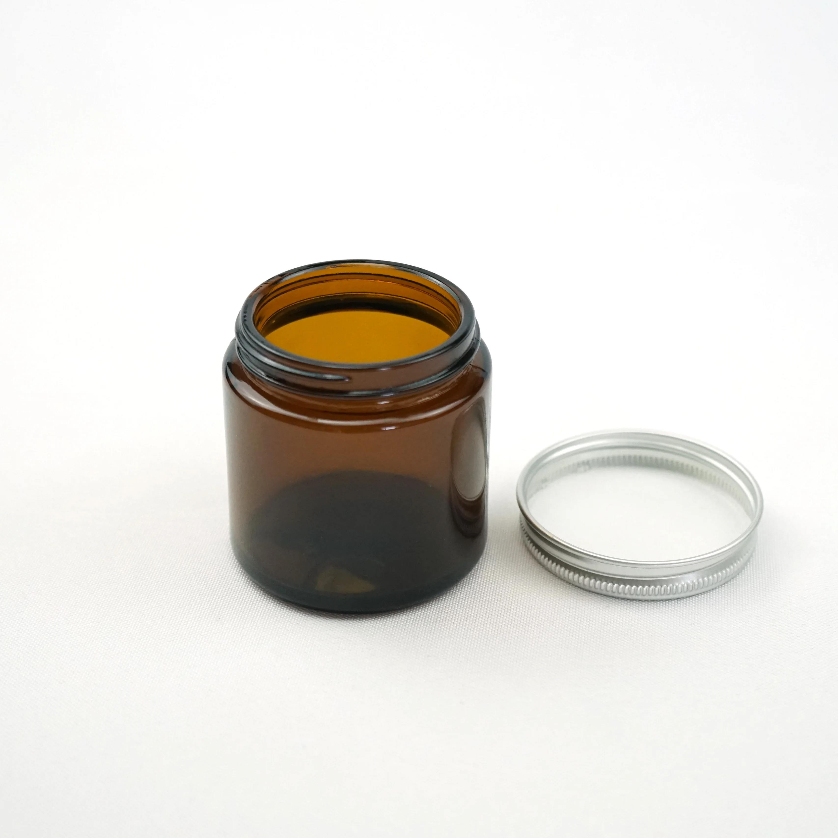 8oz 250ml amber glass jar with metal lid