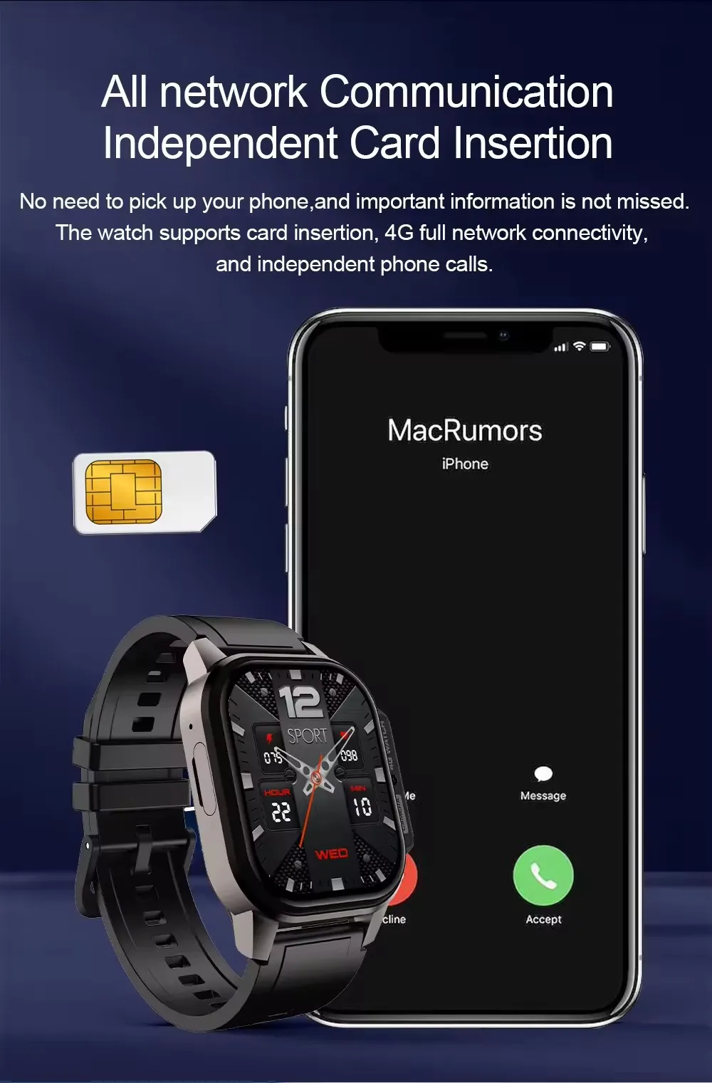 wearable devices 2.13Inch AMOLED Touch Screens Men Sport 4G WiFi GPS Android Smart Watch Phone Android Watch