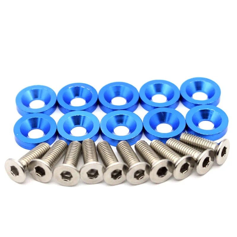 Factory Direct M6 Conical Aluminum Fender  Washer  Car Modified M6 washer and bolt Set
