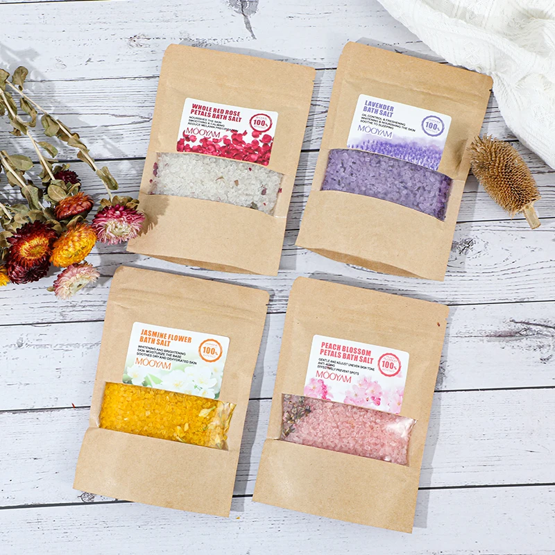 Private Label Dried Flowers Relaxation Bath Salts, Spa Gift For Her, , Floral Bath Salts with Essential Oils