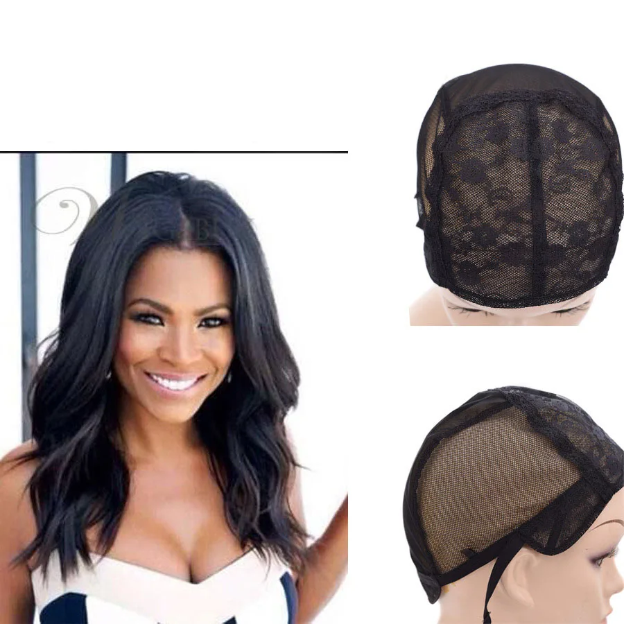 Wholesale short adjustable double layer wig caps mesh cap for wigs nude hair