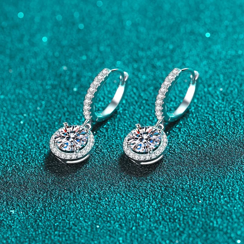 Sense of advance Dainty PT 950 925 Sterling Silver high quality Mosan moissanite  1ct 2ct 3ct diamonds ear earrings jewelry