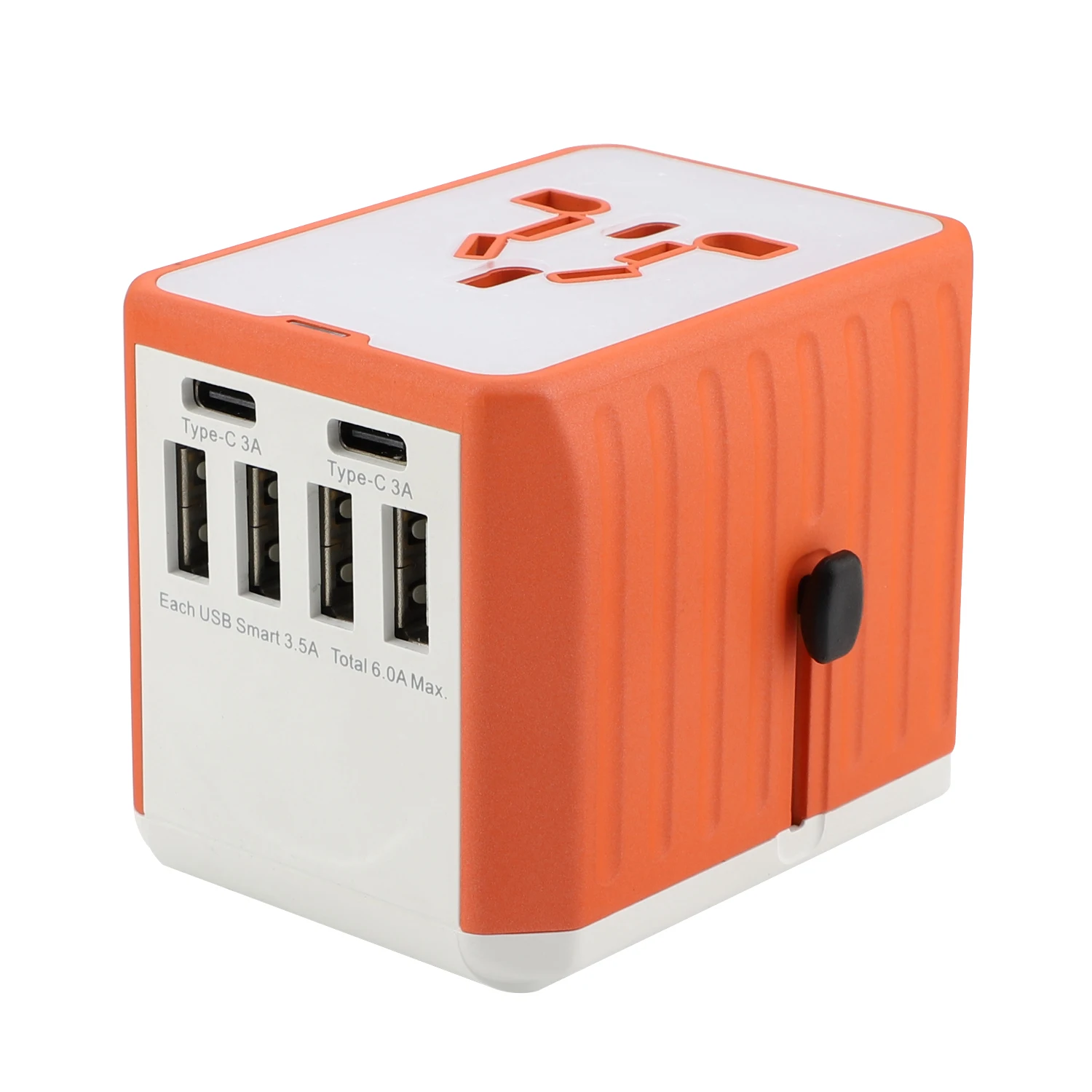 2020 new 110-250V US AUS UK EU plug mobile phone accessories 6USB charger 6A output universal travel adapter with 4USB+2Type-C