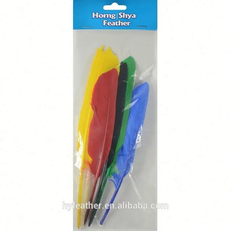 Wholesale Handmade Dyed 7-9inch Natural long large black Brown Decor Bulk White Goose Wing Quill Feather for DIY hat accessory